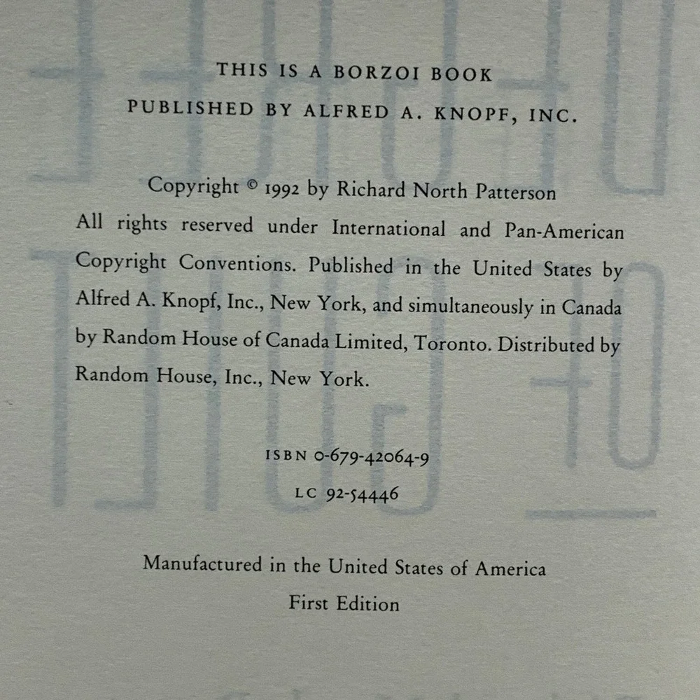 Degree of Guilt Richard North Patterson Hardcover Book 1992 First Edition‎ Knopf